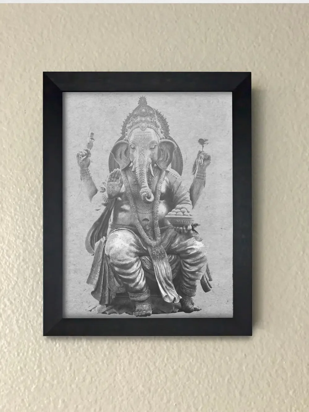 Framed Ganesha Wall Art Print – Hindu Elephant God Spiritual Decor